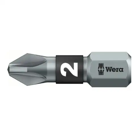 Wera Embout pour Pozidriv, 1/4 pouce BiTorsion, Taille empreinte cruciforme / Longueur totale: 2/25 mm