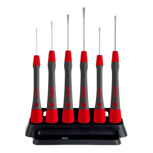 Wiha Set de tournevis de précision PicoFinish® fente, Phillips 6 pcs avec support